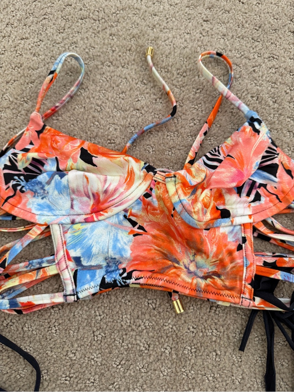 Floral strappy bikini top/cami